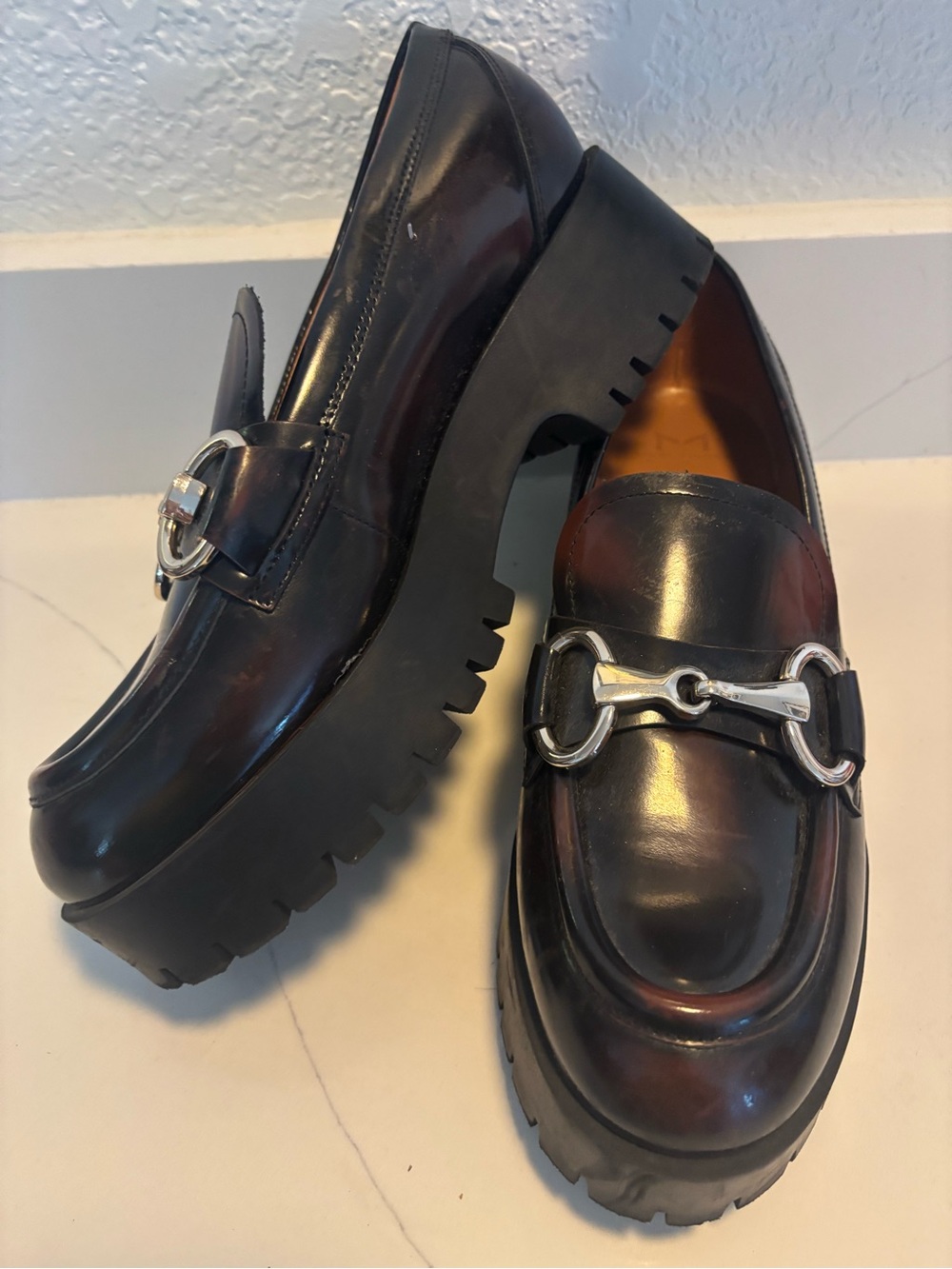 Marc Fisher LTD Wilmer Loafer Brown Leather Lug Sole Horsebit 9 1/2